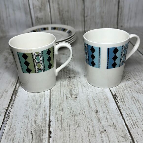 Ridgeway Potteries Royal Adderley Fine Bone China Masquerade 4 Tea Cups Saucers - Picture 9 of 10